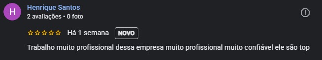 Avaliação de cinco estrelas de Henrique Santos para a RL Dedetizadora