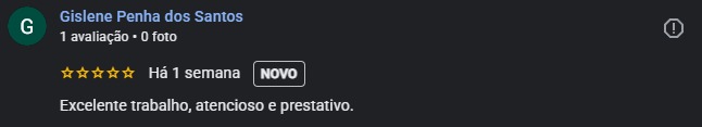 Avaliação de cinco estrelas de Gislene Penha dos Santos para a RL Dedetizadora