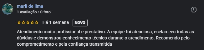 Avaliação de cinco estrelas de Marli de Lima para a RL Dedetizadora